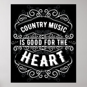 Poster Cadeau de musique country pour femmes amateur de m