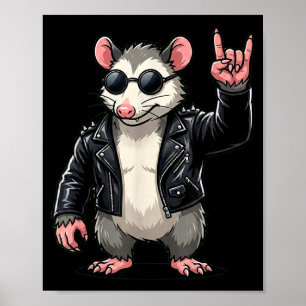 Poster Cadeau de musique Possum Rock On drôle et cool pou