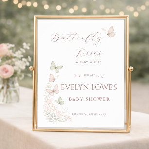 Poster Cadeau de Naissance Bisous de Bébé Vœux de Papillo