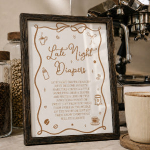 Poster Cadeau de Naissance Café Couches de Nuit Tardives