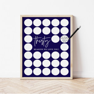 Poster Cadeau de naissance Navy Blue 30 raisons pour lesq