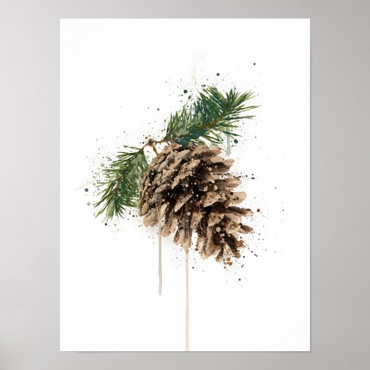 Poster Cadeau de Noël Cône de Pin (Devant)