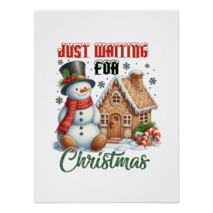 Poster Cadeau De Noël En Attente