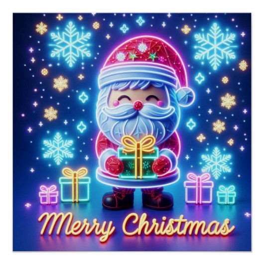 Poster cadeau de Noël Joyeux Père Noël (Devant)