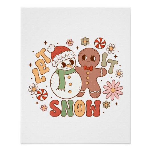Poster Cadeau de Noël Laisser neiger (Devant)