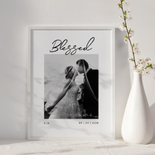 Poster Cadeau de Nouvellement Mariés Monogramme de Couple