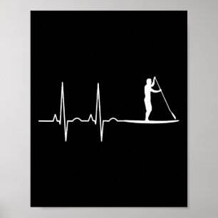 Poster Cadeau de paddling battement de coeur de paddle st
