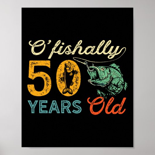 Poster Cadeau de pêche 50 ans 50e anniversaire Cool Cinqu (Devant)
