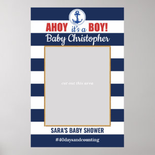 Poster Cadeau de Photo de Bébé Marin Ahoy C'est Un Garçon