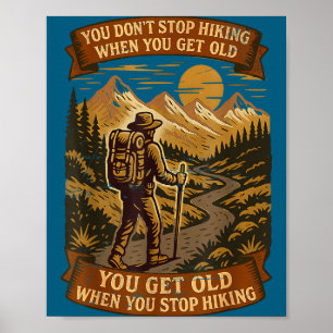 Poster Cadeau de randonneur drôle Citation de plein air a