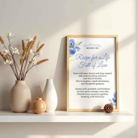 Poster Cadeau de Réception de Mariage : Recette pour une 