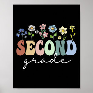 Poster Cadeau de rentrée scolaire à fleurs de fleurs sauv