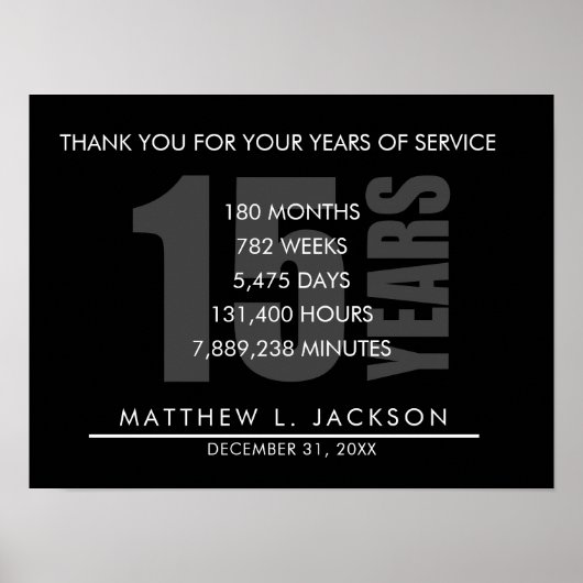 Poster Cadeau de retraite ou d'amortissement de 15 ans (Devant)