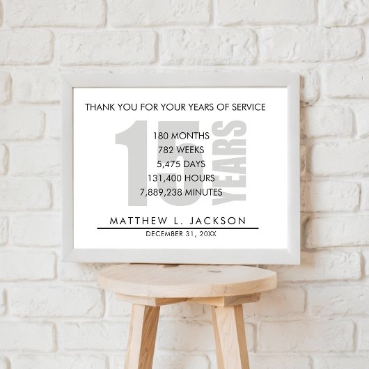 Poster Cadeau de retraite ou d'amortissement de 15 ans