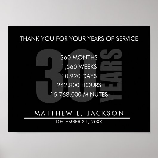Poster Cadeau de retraite ou d'amortissement de 30 ans (Devant)