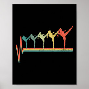 Poster Cadeau de rythme cardiaque de kickboxing drôle de