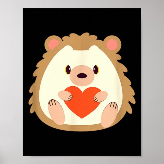 Poster Cadeau de Saint-Valentin hérisson pour amateur d'a (Devant)
