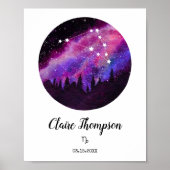 Poster Cadeau de signe du zodiaque Constellation Capricor (Devant)