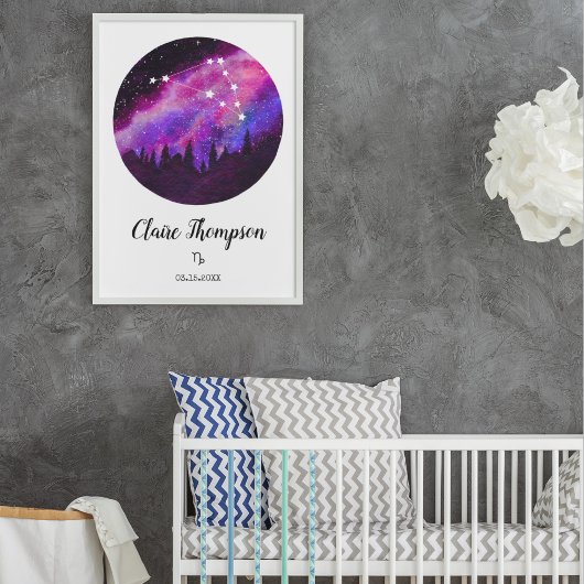 Poster Cadeau de signe du zodiaque Constellation Capricor