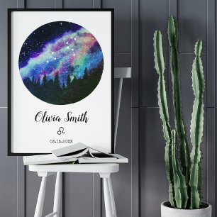 Poster Cadeau de Signe du zodiaque Lion Constellation Ble