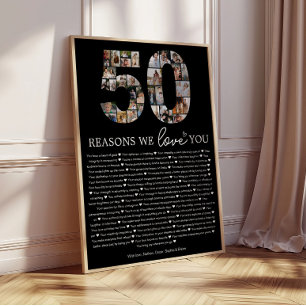 Poster Cadeau de souvenir 50 raisons pour lesquelles nous