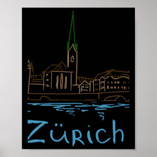 Poster Cadeau de souvenir de Zurich Suisse pour touristes
