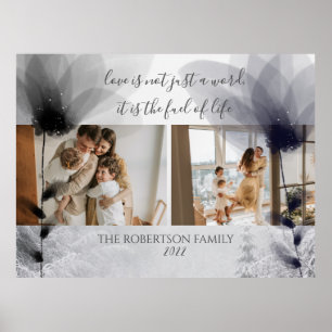 Poster Cadeau de superposition florale de 2 photos de fam