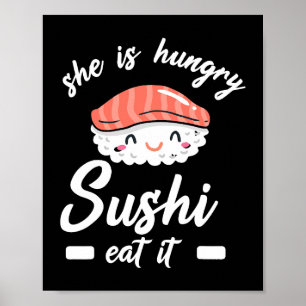 Poster Cadeau de sushi pour enfants Kawaii Dames Wasabi F