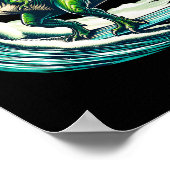 Poster Cadeau de T-rex Dinosaure Surfant Planche de Surf (Coin)