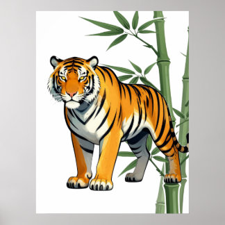 Poster Cadeau de tigre de dessin animé Tigre amateur Oran
