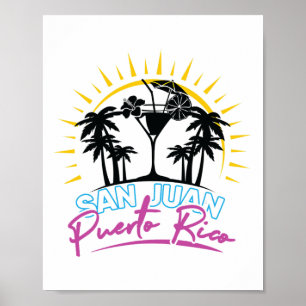 Poster Cadeau de vacances à San Juan Porto Rico Plage Voy