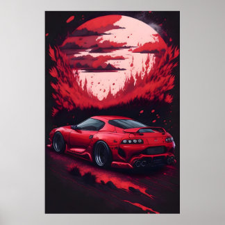 Poster Cadeau de voiture Supra japonais rouge pour lui Ma