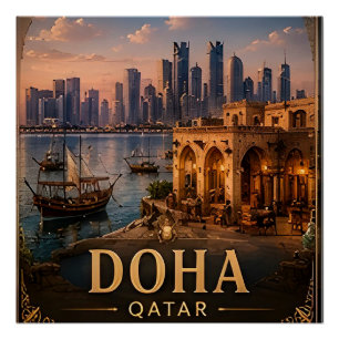 Poster 🧲 Cadeau de voyage à Doha Qatar pour les voyageur
