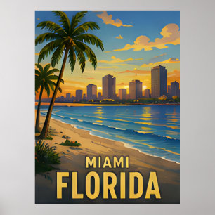 Poster Cadeau de voyage à Miami Floride