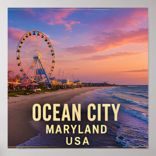 Poster Cadeau de voyage à Ocean City Maryland Beach