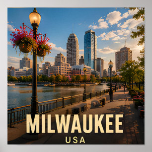 Poster Cadeau de voyage du port de Milwaukee Wisconsin