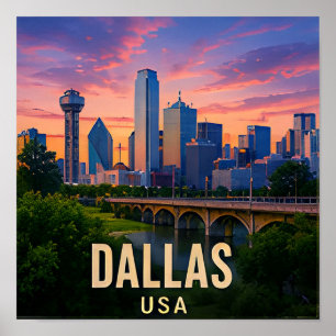 Poster Cadeau de voyage pour le pont de Dallas Texas