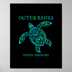 Poster Cadeau de voyage tortue de mer Outer Nks Caroline