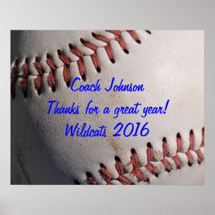 Poster Cadeau d'entraîneur d'équipe de baseball