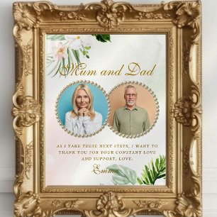 Poster cadeau des parents floraux blancs de la mar
