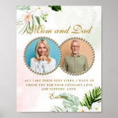 Poster cadeau des parents floraux blancs de la mar (Devant)