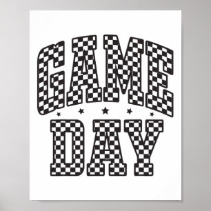 Poster Cadeau drôle à carreaux jour de match Footll noir