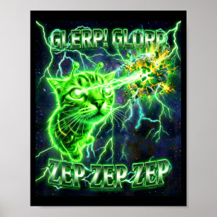 Poster Cadeau drôle d'alien Glerp Glorp Gnarp Alien Chat