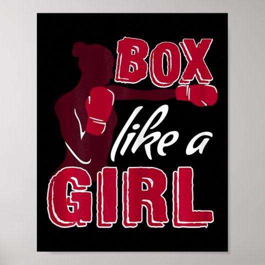 Poster Cadeau drôle de boxe féminine comme une fille pour (Devant)