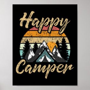 Poster Cadeau drôle de campeur heureux pour amateur de ra