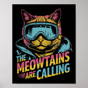 Poster Cadeau drôle de chat de ski Accessoires de snowboa