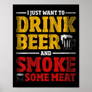 Poster Cadeau drôle de chef BBQ amateur de viande fumée à