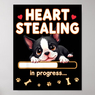 Poster Cadeau drôle de chien Boston Terrier cœur Bostie c