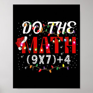 Poster Cadeau drôle de Noël Faites le calcul Mème (9x7)+4