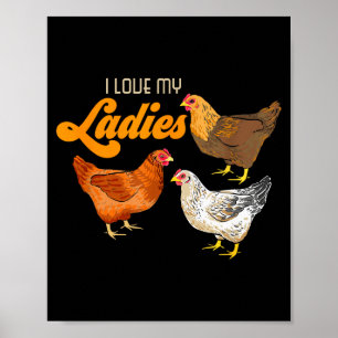 Poster Cadeau drôle pour agriculteur - J'aime le poulet d